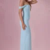 Robe corset drapée en maille Naelle, couleur aqua clair Robe corset drapée en maille Naelle, couleur aqua clair