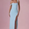 Robe corset drapée en maille Naelle, couleur aqua clair Robe corset drapée en maille Naelle, couleur aqua clair