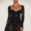 Robe corset en body transparent orné Jovie, couleur noire Robe corset en body transparent orné Jovie, couleur noire