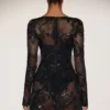 Robe corset en body transparent orné Jovie, couleur noire Robe corset en body transparent orné Jovie, couleur noire