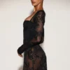 Robe corset en body transparent orné Jovie, couleur noire Robe corset en body transparent orné Jovie, couleur noire