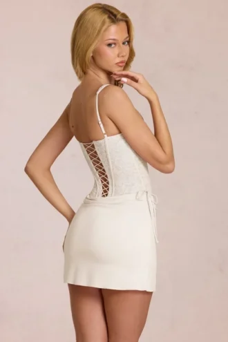 Robe corset en dentelle Aralyn, couleur ivoire