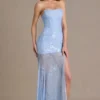 Robe corset en dentelle ornée haut de gamme Liliane, bleu ciel Robe corset en dentelle ornée haut de gamme Liliane, bleu ciel