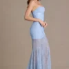 Robe corset en dentelle ornée haut de gamme Liliane, bleu ciel Robe corset en dentelle ornée haut de gamme Liliane, bleu ciel