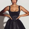 Robe corset en taffetas tissé Sueno, noir jais Robe corset en taffetas tissé Sueno, noir jais