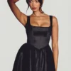 Robe corset en taffetas tissé Sueno, noir jais Robe corset en taffetas tissé Sueno, noir jais