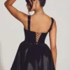 Robe corset en taffetas tissé Sueno, noir jais Robe corset en taffetas tissé Sueno, noir jais