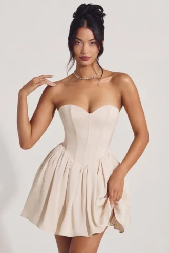 Robe corset en tulle Emeline, couleur ivoire
