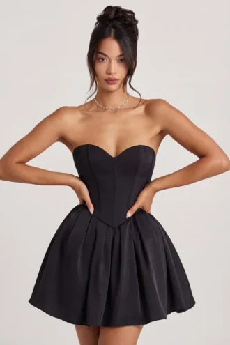 Robe corset en tulle Emeline, couleur noir de jais