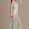 Robe corset en tulle ornée Estella, vert sauge Robe corset en tulle ornée Estella, vert sauge