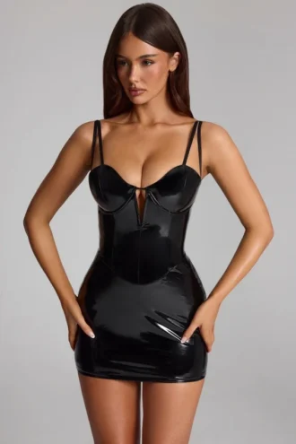 Robe corset en vinyle Coratina, noire