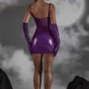 Robe corset en vinyle à découpes Pandora, couleur violette Robe corset en vinyle à découpes Pandora, couleur violette