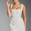 Robe corset à encolure carrée et appliqués floraux Posy, en blanc Robe corset à encolure carrée et appliqués floraux Posy, en blanc