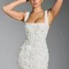 Robe corset à encolure carrée et appliqués floraux Posy, en blanc Robe corset à encolure carrée et appliqués floraux Posy, en blanc