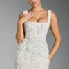 Robe corset à encolure carrée et appliqués floraux Posy, en blanc Robe corset à encolure carrée et appliqués floraux Posy, en blanc