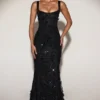 Robe corset à encolure dégagée et appliqués décoratifs Vasanta, en noir Robe corset à encolure dégagée et appliqués décoratifs Vasanta, en noir