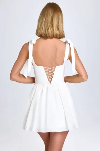 Robe corset froncée Marianna en blanc