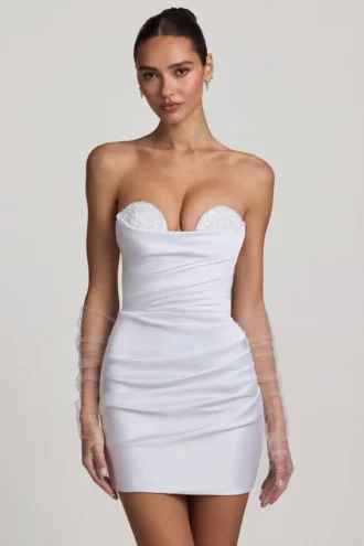 Robe corset froncée Tirza en blanc