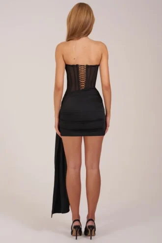 Robe corset à lacets Norah Bandeau en noir