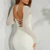 Robe corset à manches longues Milan, ivoire Robe corset à manches longues Milan, ivoire