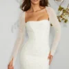 Robe corset à manches longues Milan, ivoire Robe corset à manches longues Milan, ivoire