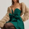 Robe corset Norina avec nœud, vert émeraude Robe corset Norina avec nœud, vert émeraude