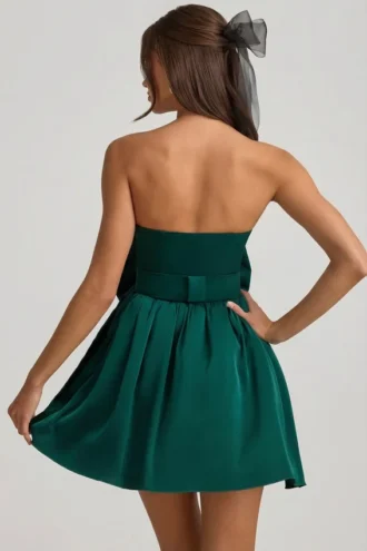 Robe corset Norina avec nœud, vert émeraude