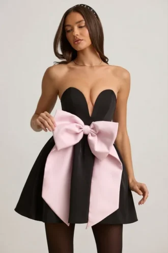 Robe corset Norina à nœud, en noir