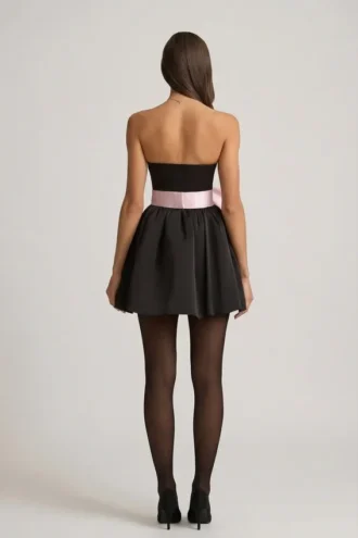 Robe corset Norina à nœud, en noir