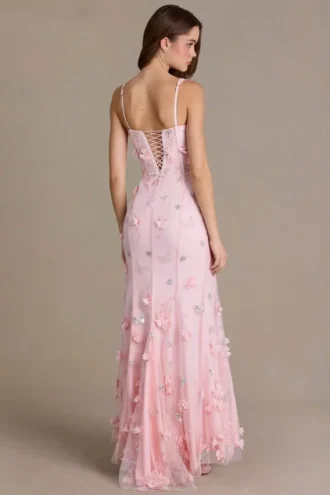 Robe corset ornée Aurelia en rose pâle