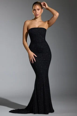 Robe corset ornée Florentina en noir