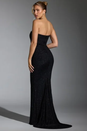 Robe corset ornée Florentina en noir