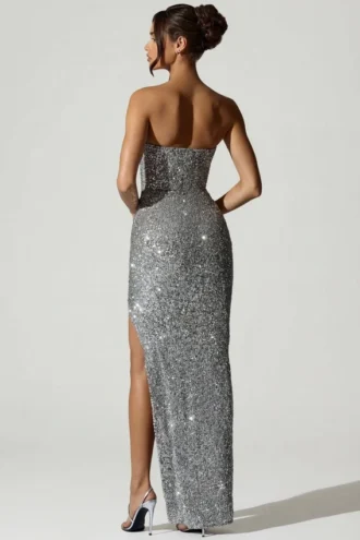 Robe corset ornée Jasella en argent