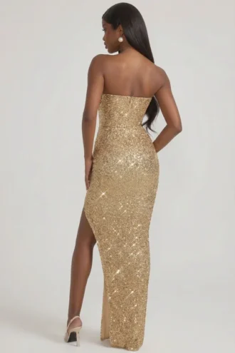 Robe corset ornée Jasella en doré
