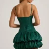Robe corset à ourlet bouffant en satin Clarice, vert émeraude Robe corset à ourlet bouffant en satin Clarice, vert émeraude