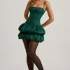 Robe corset à ourlet bouffant en satin Clarice, vert émeraude Robe corset à ourlet bouffant en satin Clarice, vert émeraude