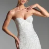 Robe corset sans bretelles Crystella ornée, en blanc Robe corset sans bretelles Crystella ornée, en blanc
