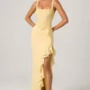 Robe corset à volants décorés Robina, couleur jaune Robe corset à volants décorés Robina, couleur jaune