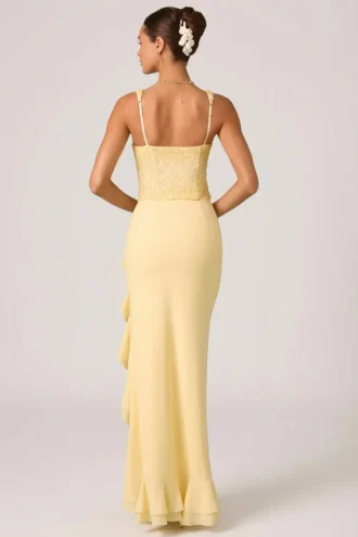 Robe corset à volants décorés Robina, couleur jaune