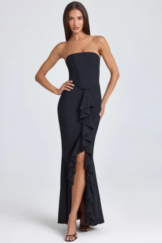 Robe corset à volants et bandeau Tallullah en noir