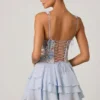 Robe corset à volants et ornements Sakura, bleu à fleurs Robe corset à volants et ornements Sakura, bleu à fleurs