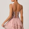 Robe corset à volants et ornements Sakura, rose à fleurs Robe corset à volants et ornements Sakura, rose à fleurs