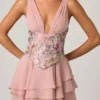 Robe corset à volants et ornements Sakura, rose à fleurs Robe corset à volants et ornements Sakura, rose à fleurs