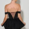 Robe corset à volants et épaules dénudées Meredith, couleur noir Robe corset à volants et épaules dénudées Meredith, couleur noir