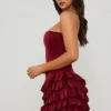 Robe corset à volants superposés Juliet Bandeau, rouge baie Robe corset à volants superposés Juliet Bandeau, rouge baie