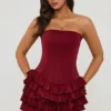 Robe corset à volants superposés Juliet Bandeau, rouge baie Robe corset à volants superposés Juliet Bandeau, rouge baie