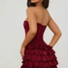 Robe corset à volants superposés Juliet Bandeau, rouge baie Robe corset à volants superposés Juliet Bandeau, rouge baie