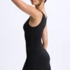 Robe courte A-line froncée Ione en modal, couleur noire Robe courte A-line froncée Ione en modal, couleur noire