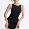 Robe courte A-line froncée Ione en modal, couleur noire Robe courte A-line froncée Ione en modal, couleur noire