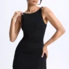 Robe courte A-line froncée Ione en modal, couleur noire Robe courte A-line froncée Ione en modal, couleur noire